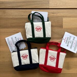 NWT Set of 3 Trader Joe's Canvas Micro Tote with Grocery Bag